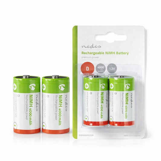Nedis Rechargeable NiMH Battery D | 1.2 V DC | 4000 mAh | Precharged | 2-Pack | HR20