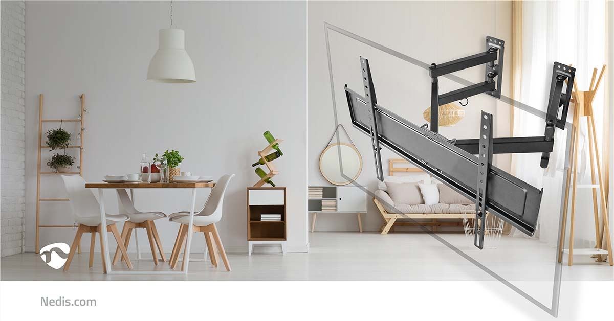 Nedis Full Motion TV Wall Mount | 32 - 70 " | Maximum supported screen weight: 40 kg | Tiltable | Rotatable | Minimum wall distance: 80 mm | Maximum wall distance: 520 mm | 3 Pivot point(s) | Steel | Black