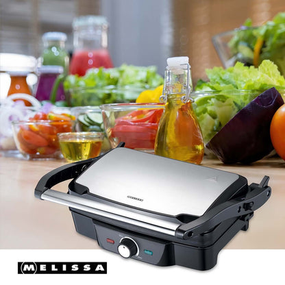 MELISSA 16240108 Contact Panini / Table Grill | 1600 W | 28 x 17 cm | Adjustable temperature control | Plastic / Stainless Steel