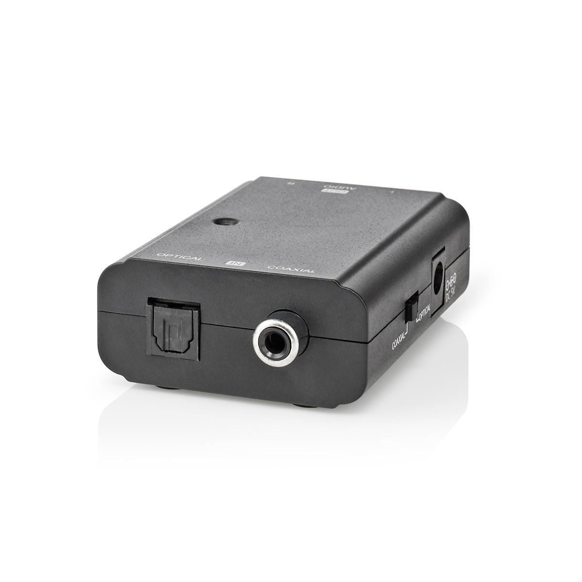 Nedis Digital Audio Converter | 2-way | Connection input: 1x S/PDIF (RCA) Female / 1x TosLink Female | Connection output: 2x RCA Male | ARC | Manual | Black