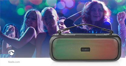 Nedis Bluetooth® Party Boombox | 4.5 hrs | 2.0 | 45 W | Media playback: AUX / USB | IPX5 | Linkable | Carrying handle | Party lights | Black