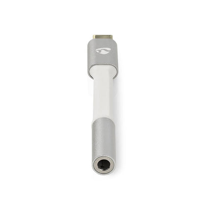 Nedis USB-C™ Adapter | USB 2.0 | USB-C™ Male | 3.5 mm Female | 0.08 m | Round | Gold Plated | Braided / Nylon | Silver / White | Cover Window Box