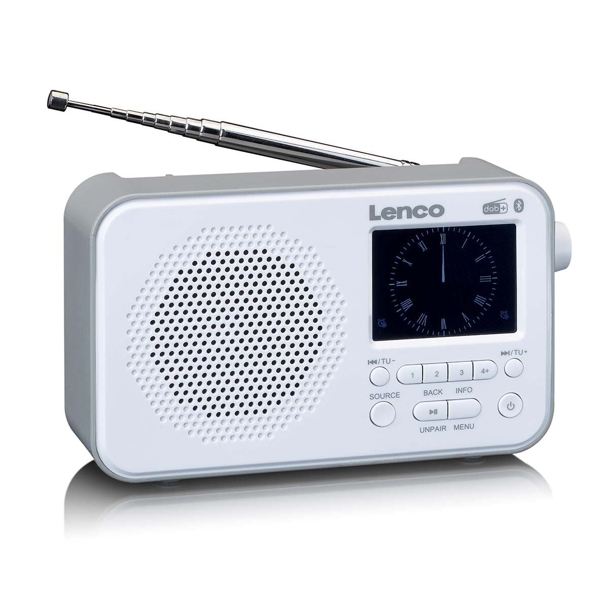 Lenco PDR-036WH | Portable DAB+ FM Radio with Bluetooth® Speaker | 2.4" TFT LCD Display | White