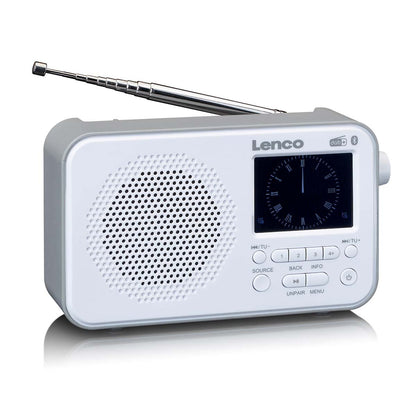 Lenco PDR-036WH | Portable DAB+ FM Radio with Bluetooth® Speaker | 2.4" TFT LCD Display | White
