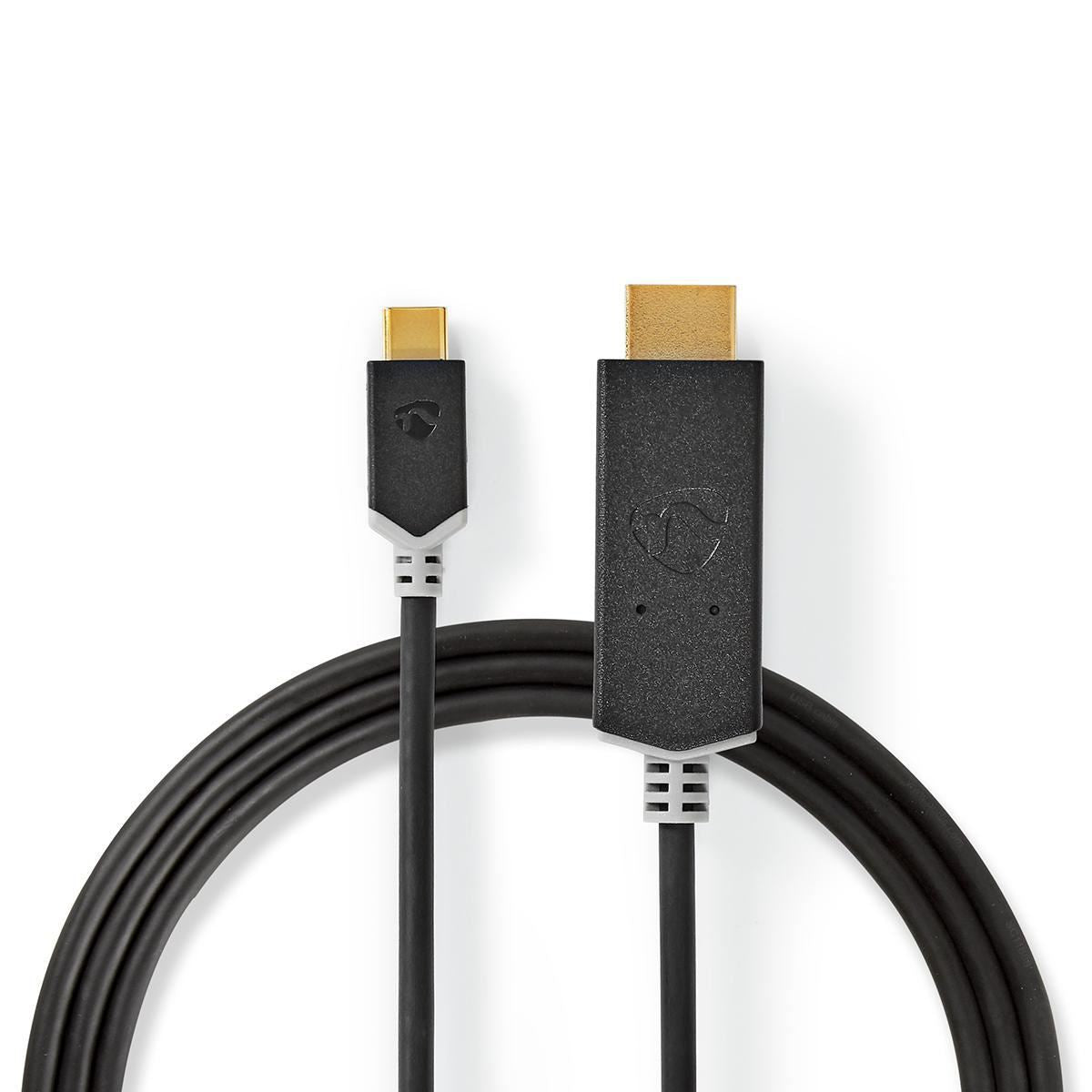 Nedis USB-C™ Adapter | USB 3.2 Gen 1 | USB-C™ Male | HDMI™ Connector | 4K@60Hz | 2.00 m | Round | Gold Plated | PVC | Anthracite | Box