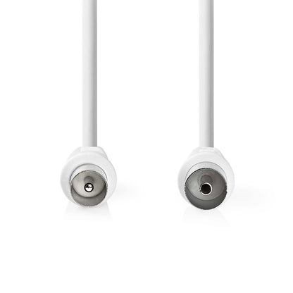 Nedis CSGL40000WT50 | Coax Cable | IEC (Coax) Male | IEC (Coax) Female | Nickel Plated | 90 dB | 75 Ohm | Double Shielded | 5.00 m | Round | PVC | White | Label