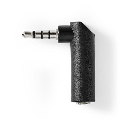 Nedis Stereo Audio Adapter | 3.5 mm Male | 3.5 mm Female | Nickel Plated | Angled 90° | Metal | Black | 1 pcs | Box