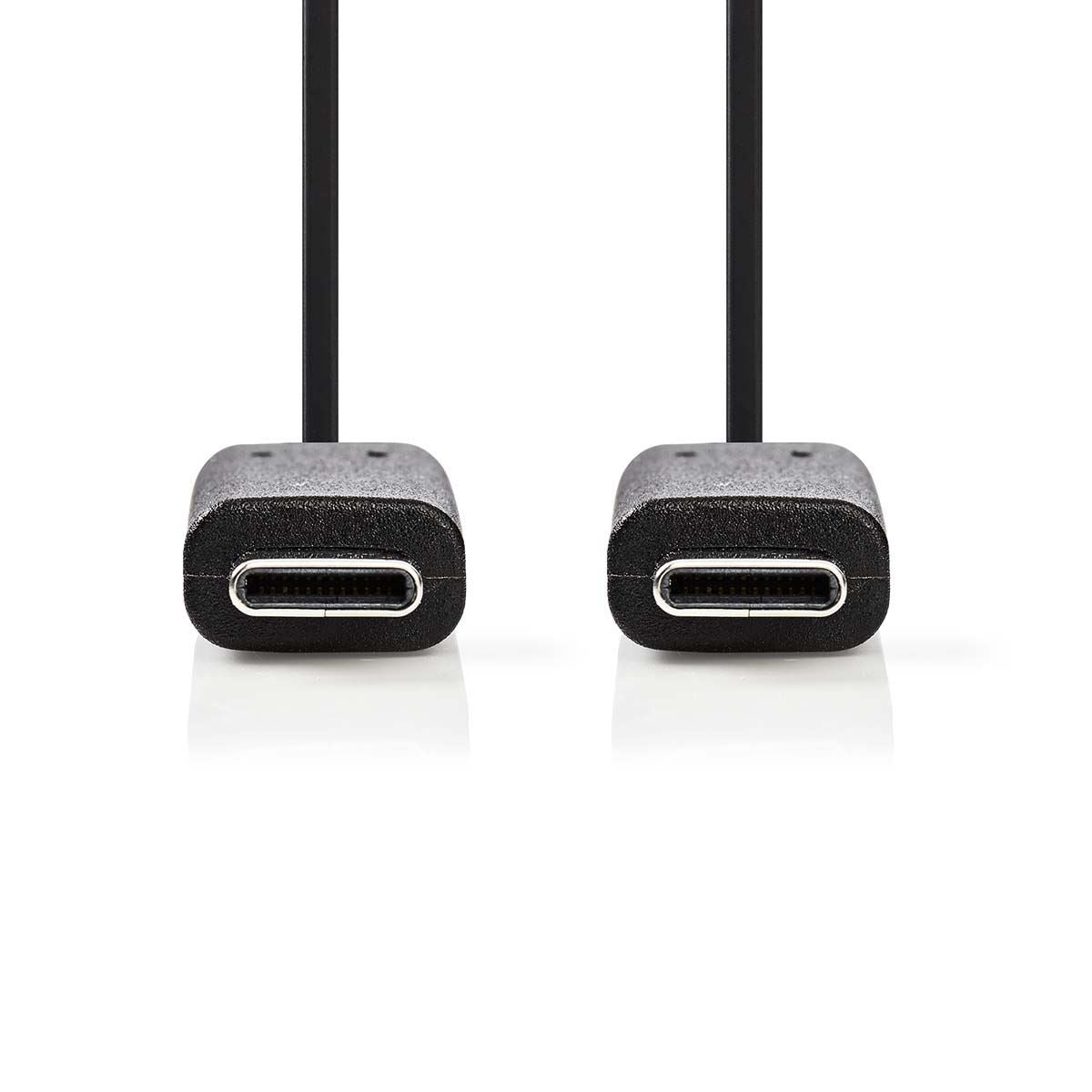 Nedis USB Cable | USB 3.2 Gen 1 | USB-C™ Male | USB-C™ Male | 60 W | 4K@60Hz | 5 Gbps | Nickel Plated | 2.00 m | Round | PVC | Black | Box | 17.080.829