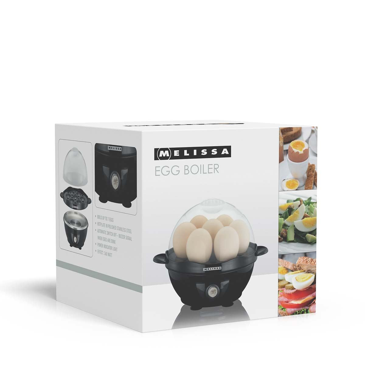 MELISSA Egg boiler | 7 Eggs | 360w | Transparent button | Black