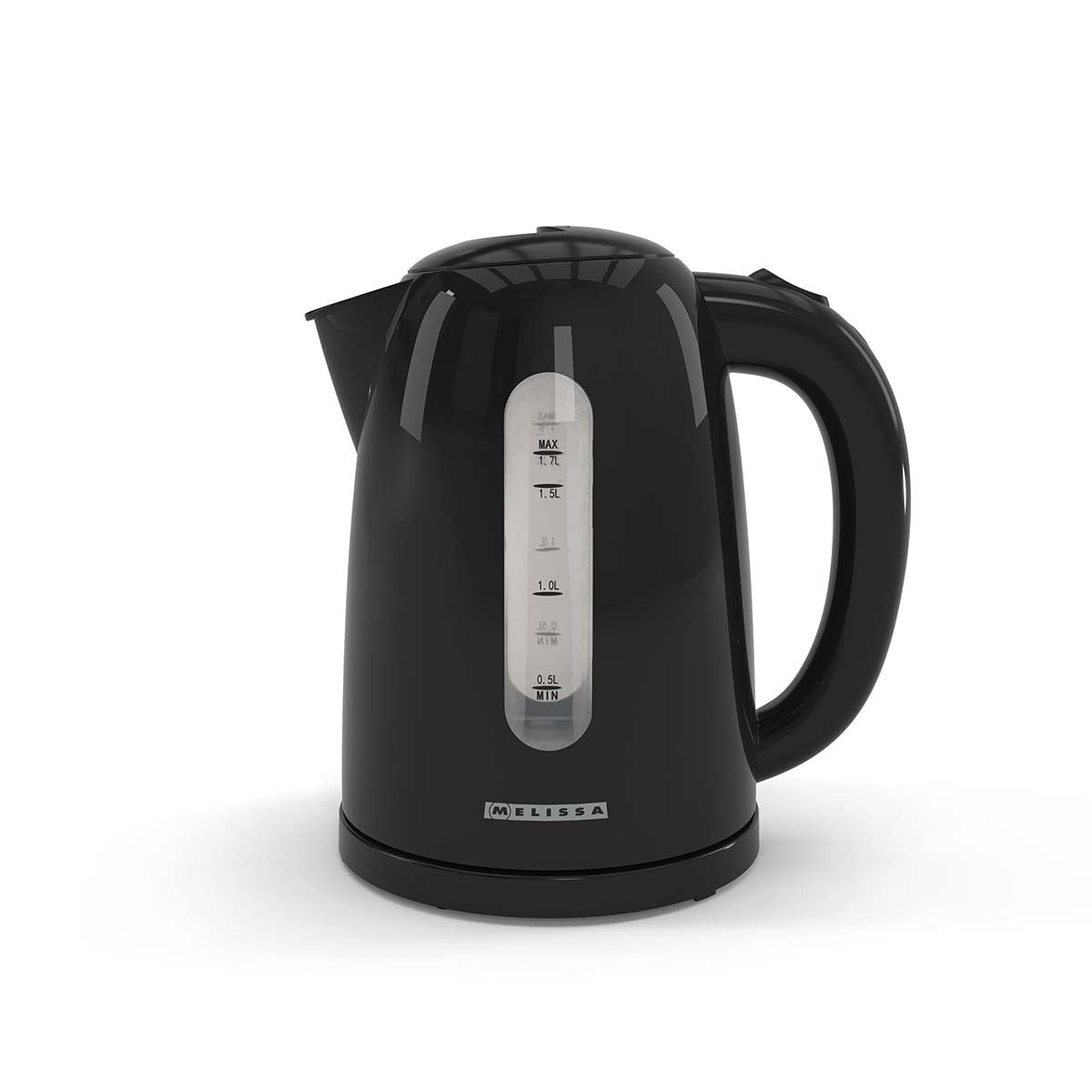 MELISSA Electric Kettle 1.7 l | Plastic | Black | Rotatable 360 degrees | Concealed heating element | Boil-dry protection