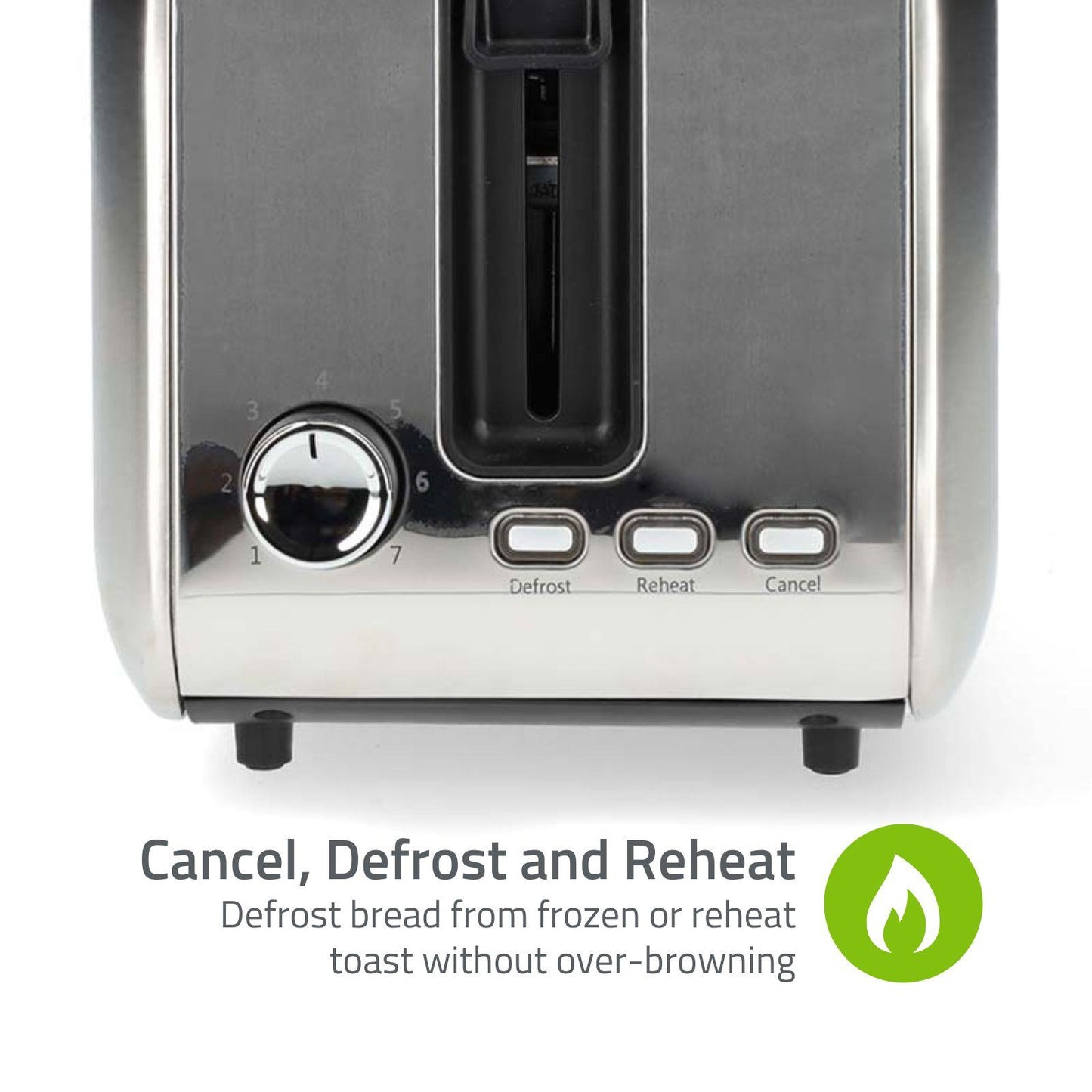 Nedis Toaster | 4 Bread Slices | 2 Long Slots | Browning levels: 7 | Defrost feature | Aluminium / Silver