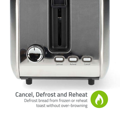Nedis Toaster | 4 Bread Slices | 2 Long Slots | Browning levels: 7 | Defrost feature | Aluminium / Silver