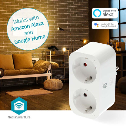 Nedis SmartLife Smart Plug | Wi-Fi | IP21 | Power meter | 3680 W | Type F (CEE 7/7) | 0 - 55 °C | Android™ / IOS | 2-Way | White | 1 pcs