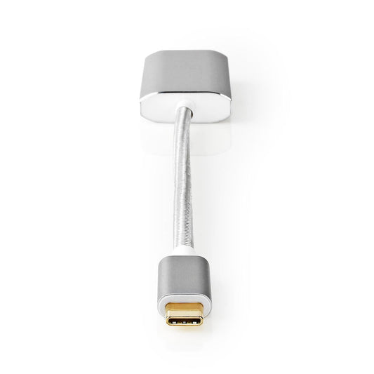 Nedis USB-C™ Adapter | USB 3.2 Gen 1 | USB-C™ Male | DisplayPort Female / USB-C™ Female | 4K@60Hz | Power delivery | 0.20 m | Round | Gold Plated | Braided / Nylon | Silver | Cover Window Box