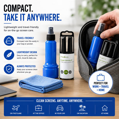 Nedis CLSN130BU Screen Cleaner | Spray | 150 ml | Notebook / Smartphone / Tablet / TV Screen | Wiper included