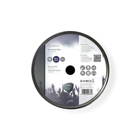 Nedis Microphone Cable | 2 x 0.23 mm² | Copper | 100.0 m | Round | PVC | Dark Grey | Reel