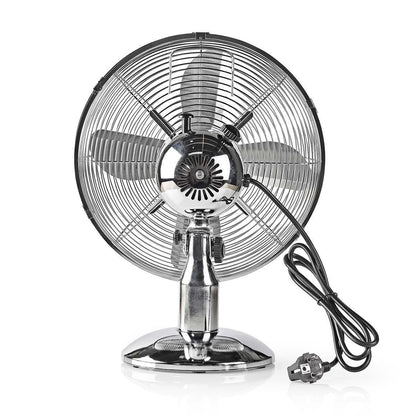 Nedis Table Fan | Mains Powered | Diameter: 300 mm | 35 W | Oscillation | 3-Speed | Chrome