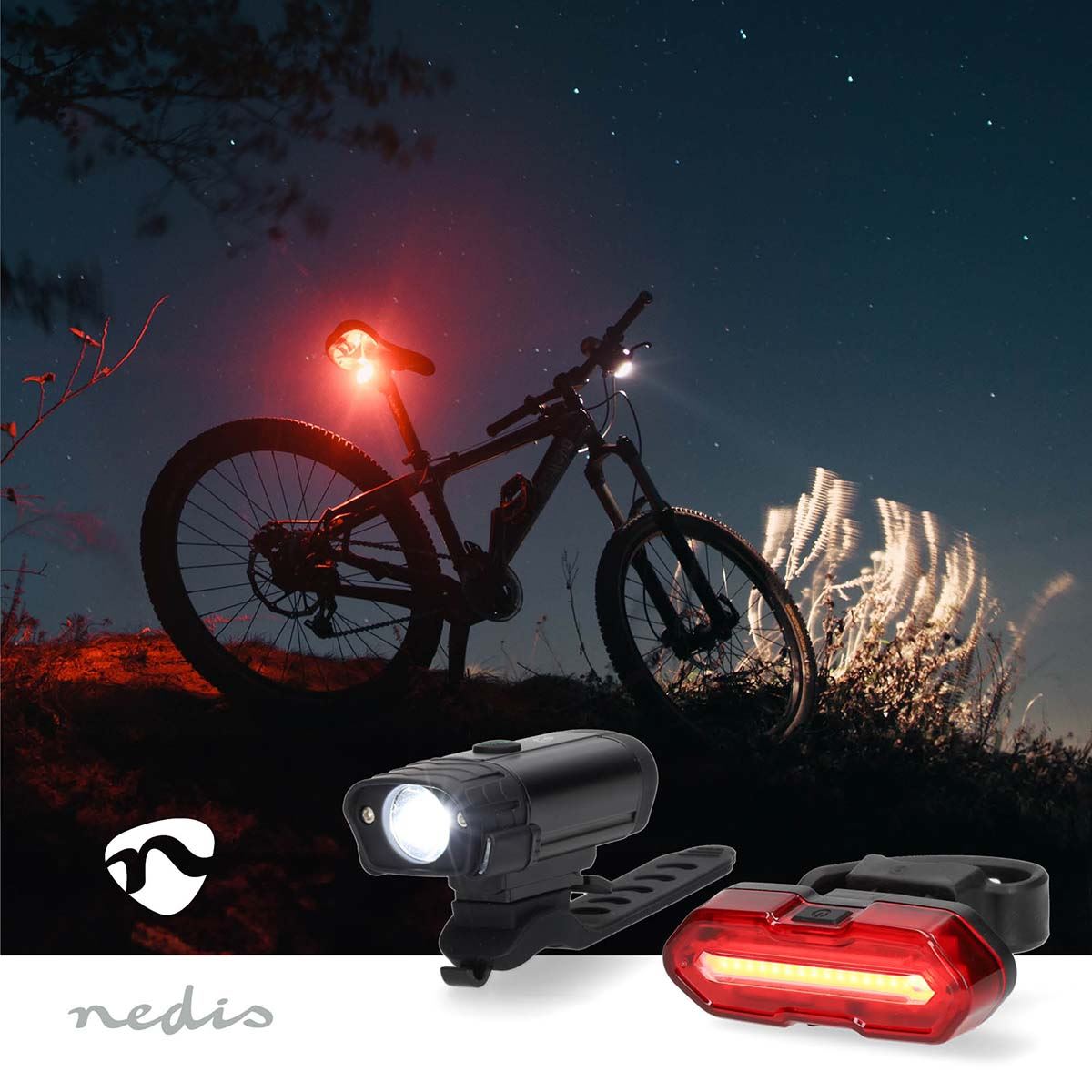 Nedis Bicycle Light | Battery Powered | 5 V DC | 3 W | Batteries included | Rechargeable | 400 lm | 4.5 lm | 100 m | 110 °
