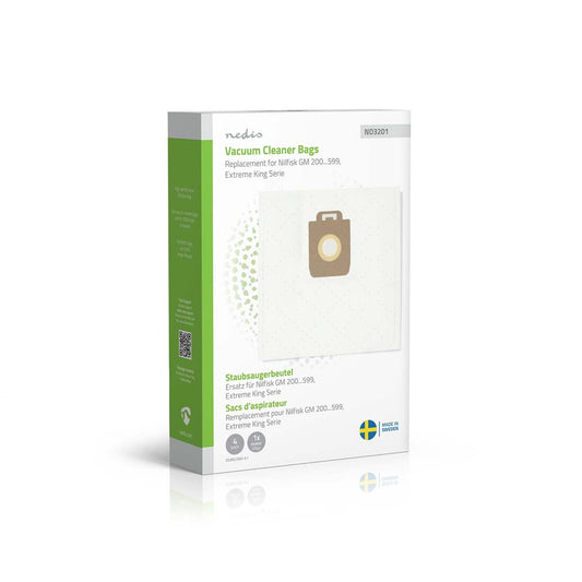 Nedis Vacuum Cleaner Bag | 4 pcs | Synthetic | Most sold for: Nilfisk Extreme - King Series / Nilfisk GM 200 - 599 | White