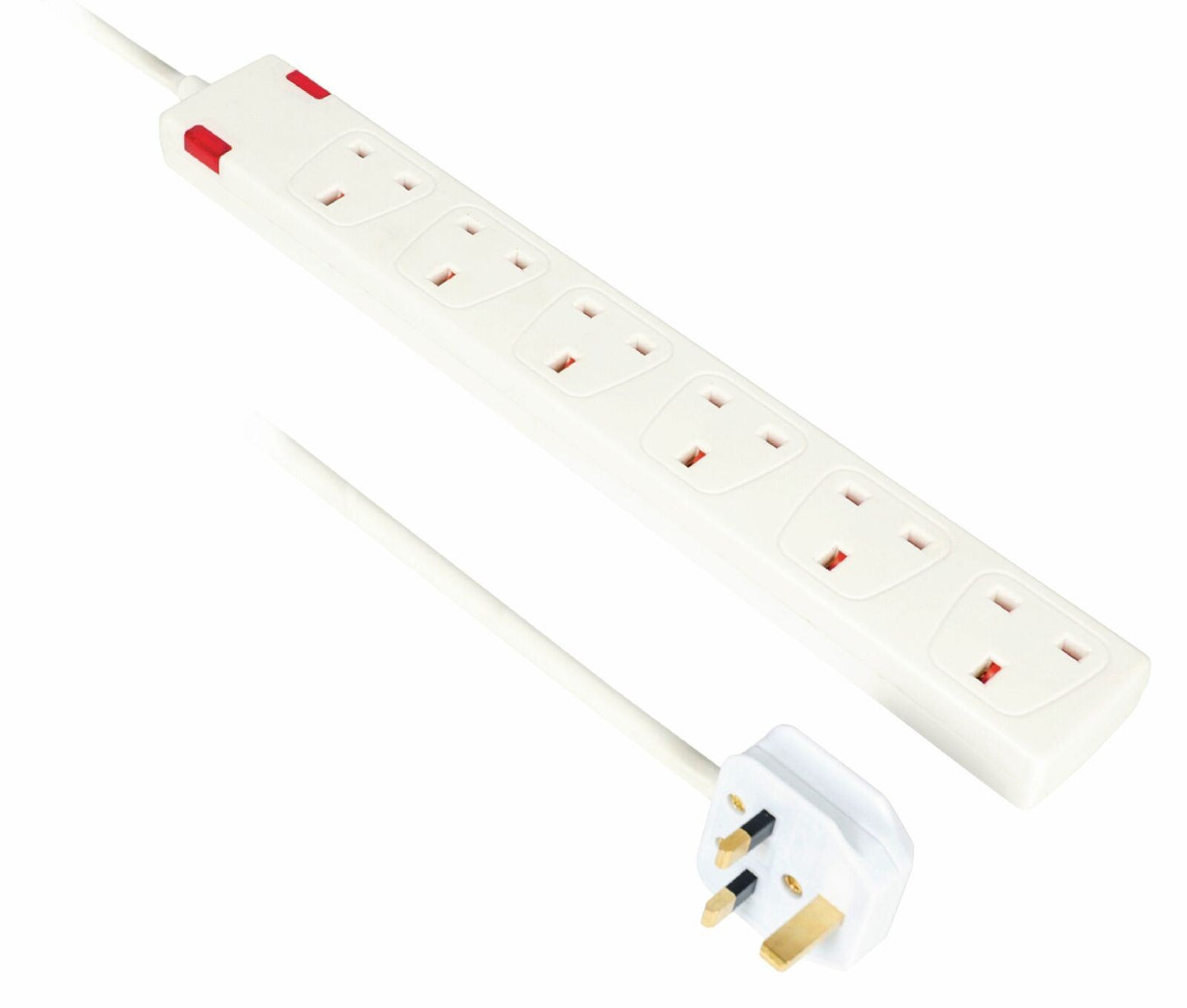 Nedis Extension Socket | Type G | 6-Way | 3.00 m | 3120 W | 13 A | Kind of grounding: UK Plug Earth pin | 230 V AC 50/60 Hz | Socket angle: 90 ° | H05VV-F 3G1.5mm² | White