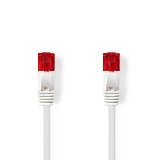 Nedis CAT6 Network Cable | RJ45 Male | RJ45 Male | U/UTP | 0.50 m | Snagless | Flat | PVC | White | Label