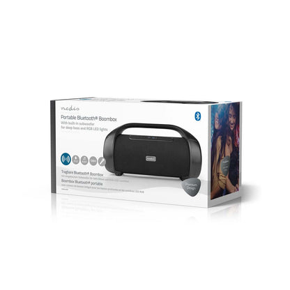 Nedis Bluetooth® Party Boombox | 9.5 hrs | 2.1 | 120 W | Media playback: AUX | IPX5 | Linkable | Carrying handle | Party lights | Black