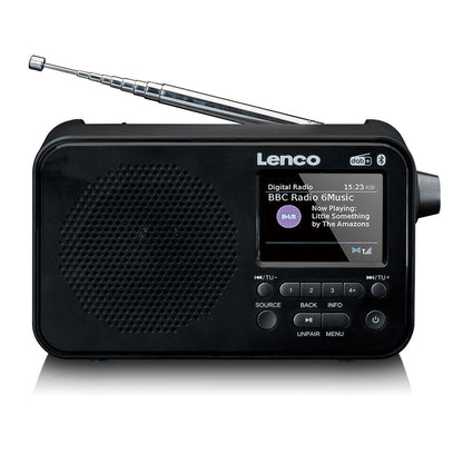 Lenco PDR-036BK | Portable DAB+ FM Radio with Bluetooth® Speaker | 2.4" TFT LCD Display | Black