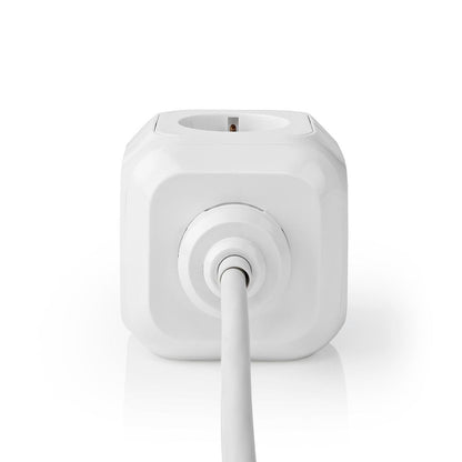 Nedis Extension Socket | Type F (CEE 7/7) | 4-Way | 1.50 m | 3680 W | 16 A | Kind of grounding: Side Contacts | 230 V AC 50/60 Hz | Socket angle: 90 ° | H05VV-F 3G1.5mm² | White