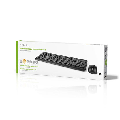 Nedis Mouse and Keyboard Set | Wireless | Mouse and keyboard connection: USB | 800 / 1200 / 1600 dpi | Adjustable DPI | QWERTY | US Layout