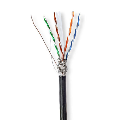 Nedis CCBG8594BK305S | Network Cable Roll | CAT6 | Solid | S/FTP | CCA | 305.0 m | Outdoor | Round | PE | Black | Pull Box