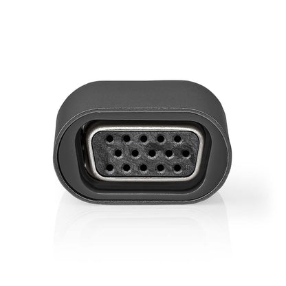 Nedis USB-C™ Adapter | USB 3.2 Gen 1 | USB-C™ Male | VGA Female | Full HD 1080p | Round | Nickel Plated | Black / Grey | Envelope