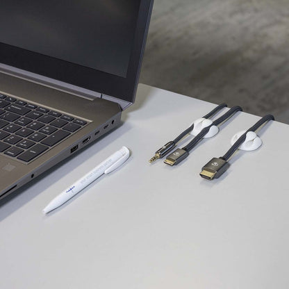 Nedis CMGC20034WT | Cable Management | Cable Clip | Click and Go | 4 pcs | Number of slots: 3 Slots | Maximum cable thickness: 5.3 mm | TPE | White