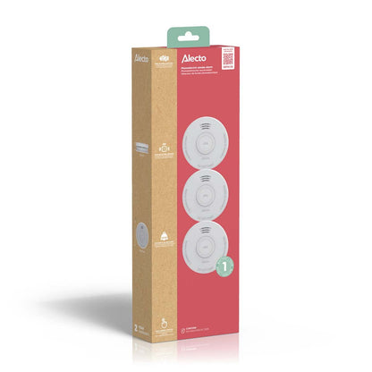 Alecto SD110 Smoke detector with Hush Button | >85 dB | Battery Powered | EN14604:2005/AC:2008 | White |3 Pack