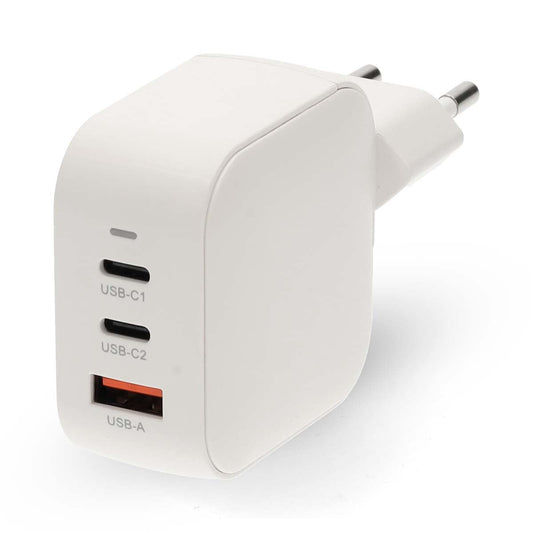 Nedis Wall Charger | 70 W | GaN | PD3.0 | Quick charge feature | 1.5 / 2.25 / 2.5 / 3.0 / 3.5 A | Number of outputs: 3 | USB-A / 2x USB-C™ | Automatic Voltage Selection | White