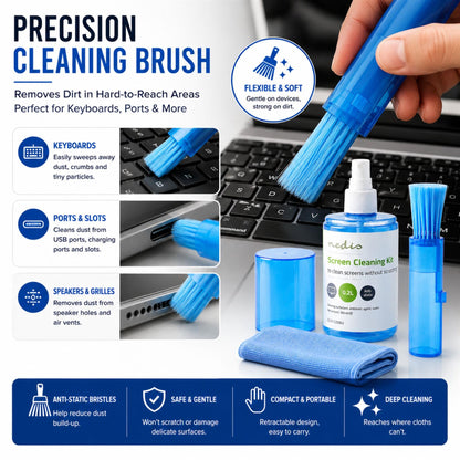 Nedis Screen Cleaner | Spray | 200 ml | Notebook / Smartphone / Tablet / TV Screen | Wiper included