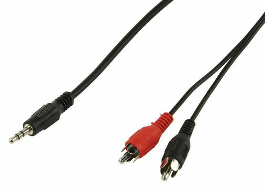 Nedis CABLE-458 | Stereo Audio Cable | 3.5 mm Male | 2x RCA Male | Nickel Plated | 1.50 m | Round | Black | Label