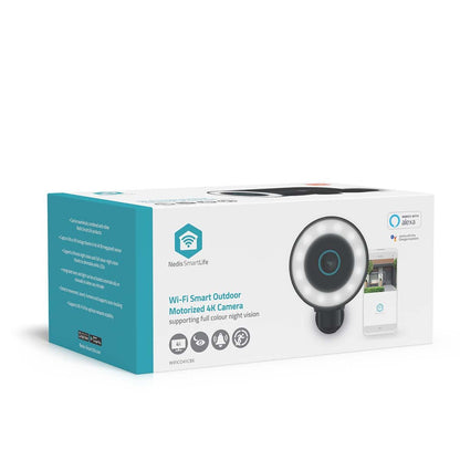 Nedis SmartLife Outdoor Camera | Wi-Fi | Spotlight | 4K / 3840x2160 | IP65 | Cloud Storage (optional) / microSD (not included) / Onvif | 5 V DC | With motion sensor | Night vision | Black