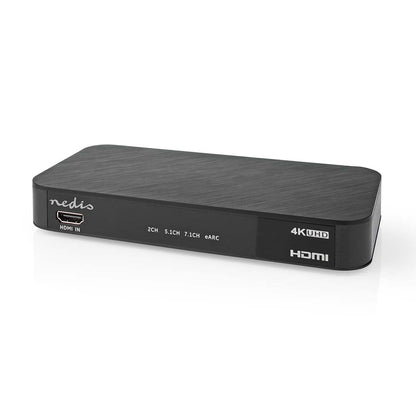 Nedis Digital Audio Converter | 2-way | Connection input: DC Power / 1x HDMI™ Input | Connection output: 1x 3.5 mm / 1x TosLink / 3x HDMI™ Output | Automatic / Push Button | Anthracite