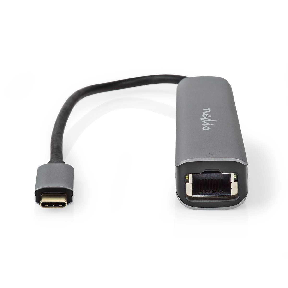 Nedis USB Multi-Port Adapter | USB 3.2 Gen 1 | USB-C™ Male | HDMI™ Output / RJ45 Female / USB-A Female / USB-C™ Female | 5 Gbps | 0.20 m | Round | Gold Plated | PVC | Anthracite | Box