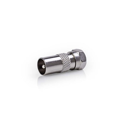 Nedis Satellite & Antenna Adapter | F Male | IEC (Coax) Male | Nickel Plated | 75 Ohm | Straight | Metal | Silver | 1 pcs | Box