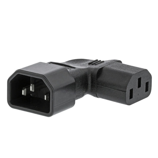 Nedis Cable Adapter Plug | IEC-320-C13 | IEC-320-C14 | Angled Right | Nickel Plated | PVC | Black | Box | 1 pcs