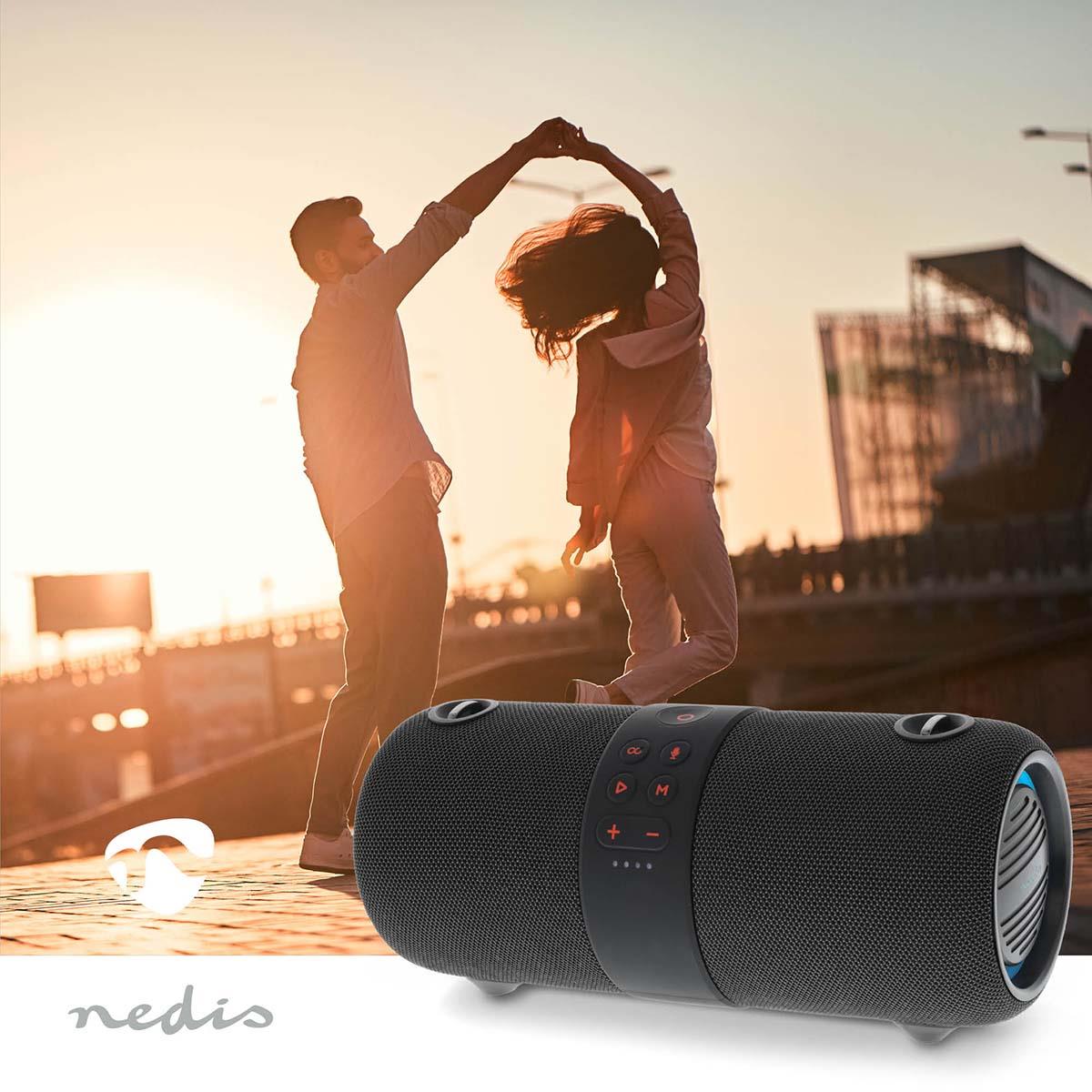 Nedis Bluetooth® Speaker | Maximum battery play time: 6.5 hrs | Handheld Design | 40 W | Stereo | Built-in microphone | IPX6 | Linkable | Black