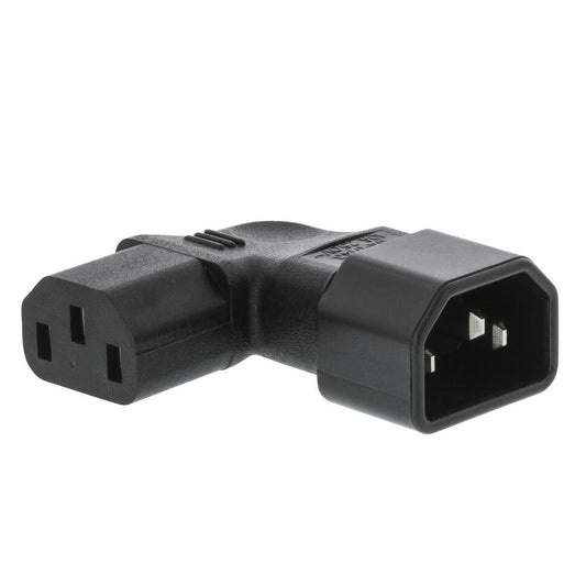 Nedis Cable Adapter Plug | IEC-320-C13 | IEC-320-C14 | Angled Left | Nickel Plated | PVC | Black | Box | 1 pcs