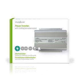 Nedis Power Inverter Modified Sine Wave | Input voltage: 24 V DC | Device power output connection(s): Type F (CEE 7/3) | 230 V AC 50 Hz | 1000 W | Peak power output: 2400 W | Battery Clamps | Silver