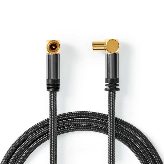 Nedis CSTB40015WT50 | Coax Cable | IEC (Coax) Male | IEC (Coax) Female | Gold Plated | 75 Ohm | Quad Shielded | 5.00 m | Round | Cotton | Grey / Gun Metal Grey | Cover Window Box