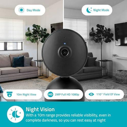 Nedis SmartLife Indoor Camera | Wi-Fi | Full HD 1080p | Pan tilt | Cloud Storage (optional) / microSD (not included) / Onvif | With motion sensor | Night vision | Black