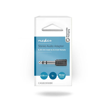 Nedis Stereo Audio Adapter | 6.35 mm Male | 3.5 mm Female | Nickel Plated | Straight | ABS | Black | 1 pcs | Box