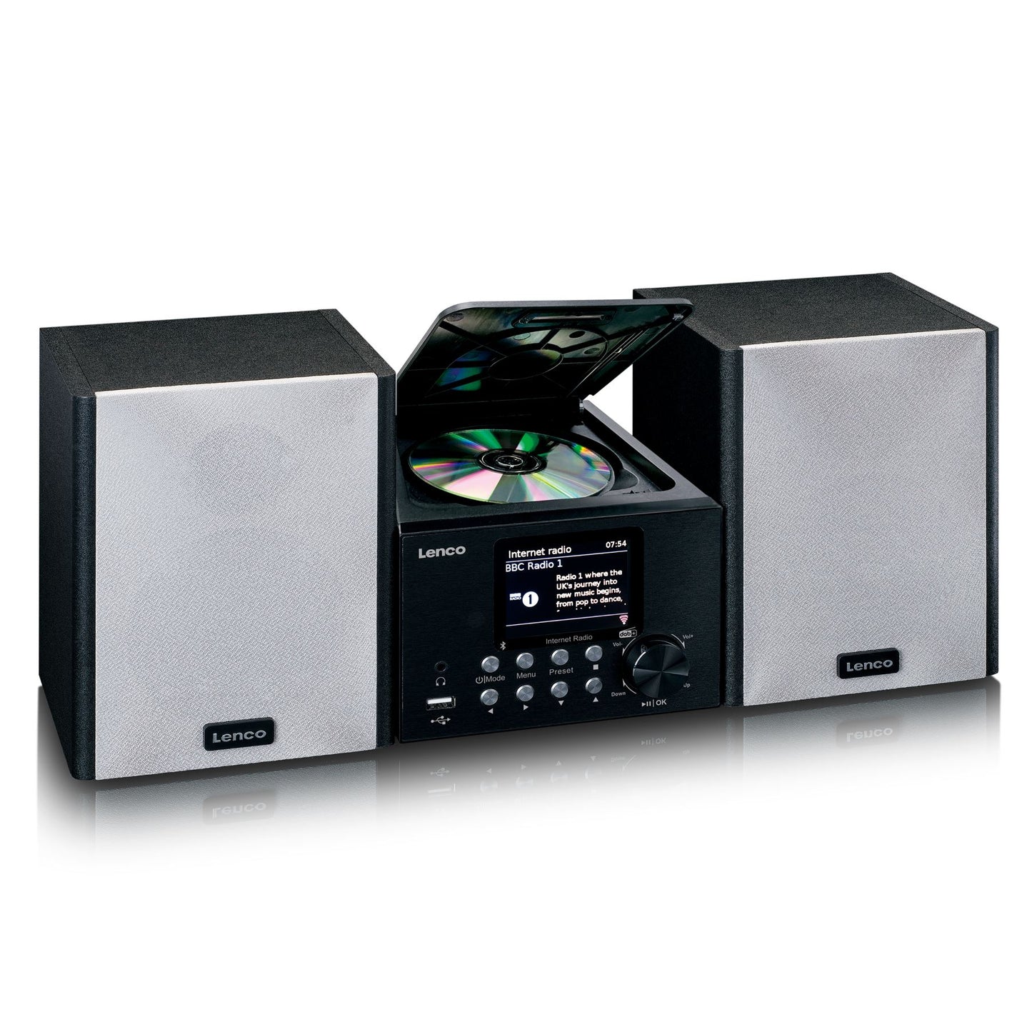 Lenco MC-250BK | Micro Music System | Internet | DAB+ Radio | Bluetooth® Speakers | CD / MP3 | Black