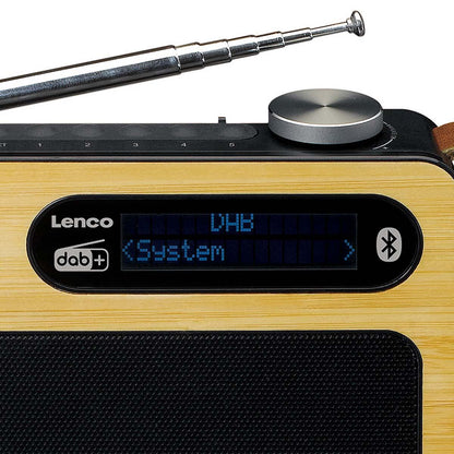 Lenco PDR040BAMBOOBK | Portable DAB+ FM Radio with Bluetooth® Speaker | Bamboo & Black