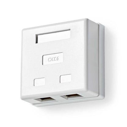 Nedis Network Wall Box | On-Wall | 2 port(s) | STP CAT6 | Straight | Female | Gold Plated | PVC | White | Box